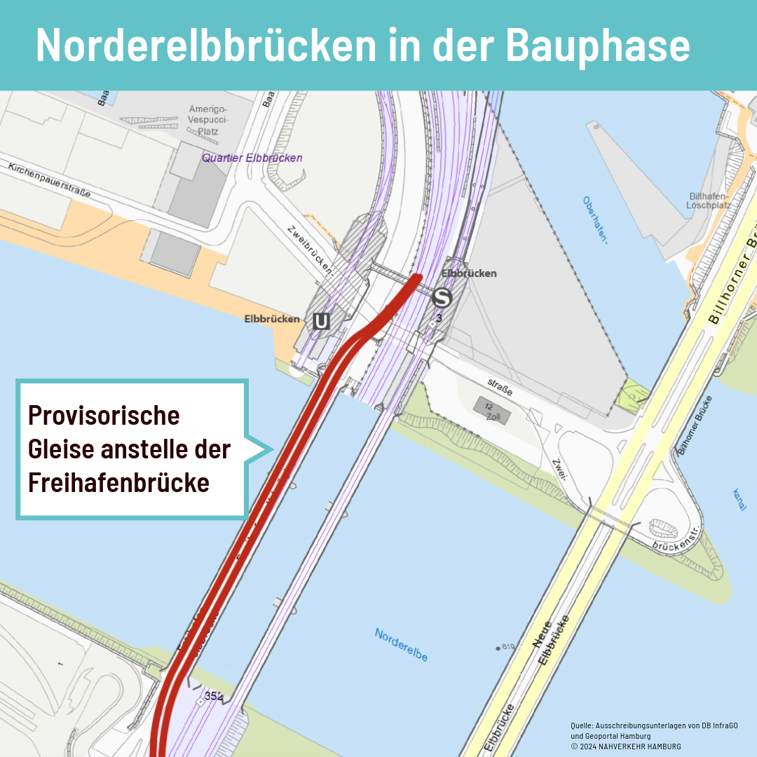 Die Norderelbbrücken während der Bauphase