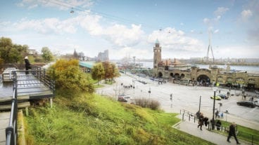 Hoch über den Landungsbrücken sollte die Seilbahn bis zu den Musical-Theatern am südlichen Elbufer fahren. Der Ausblick wäre sicher spektakulär gewesen.