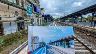 Das historische Bahnhofsgebäude war beim NAHVERKEHR HAMBURG-Ortsbesuch noch weit entfernt von einem Zustand, der auf eine baldige Fertigstellung hoffen lässt.